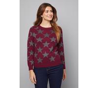 Wallis Star Motif Crew Neck Jumper In Plum plum S