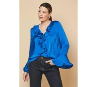 Wallis Stripe Crinkle Ruffle Sleeve Blouse In Cobalt cobalt 20