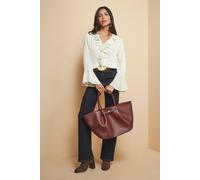 Wallis Stripe Crinkle Ruffle Sleeve Blouse In Ivory ivory 18