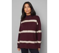 Wallis Stripe Detail Funnel Neck Jumper In Burgundy burgundy S