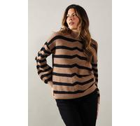 Wallis Striped High Neck Cosy Jumper In Camel camel S