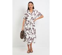 Wallis Summer Abstract Collared Shirt Dress In Brown brown