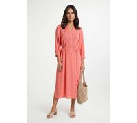 Wallis Summer Cheesecloth Midi Dress In Coral coral