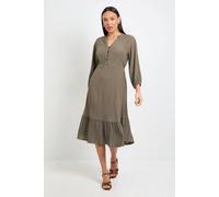 Wallis Summer Cheesecloth Midi Dress In Khaki khaki