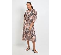 Wallis Summer Cotton Animal Midi Dress In Brown brown