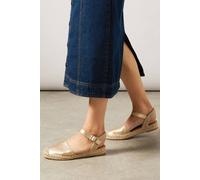 Wallis Sylrienne Faux Suede Closed Toe Espadrille Flat Shoes In Gold gold 3