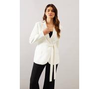 Wallis Tailored Belted Pocket Detail Blazer In Ivory ivory 14