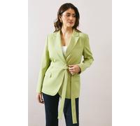 Wallis Tailored Belted Pocket Detail Blazer In Sage sage 16