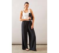 Wallis Textured Drawstring Wide Leg Trouser In Black black