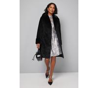 Wallis Textured Fur Midi Coat In Black black