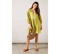 Wallis Textured Tiered Smock Dress In Olive olive 16