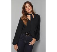 Wallis Tie Neck Woven Blouse In Black black 18
