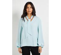 Wallis Women's Tie Neck Woven Blouse in Blue | Size: 12 Wallis Blue 12