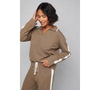 Wallis Tipped Striped Polo Jumper In Mocha mocha
