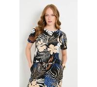 Wallis Women's Tropical Jersey Short Sleeve T-Shirt in Black | Size: 8 Wallis Black 8