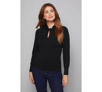 Wallis Twist Neck Keyhole Jumper In Black black S