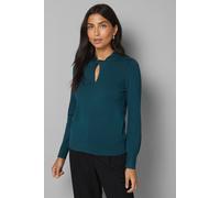 Wallis Twist Neck Keyhole Jumper In Teal teal S