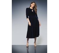 Wallis Velvet Embellished Pleated Midi Dress In Navy navy 18