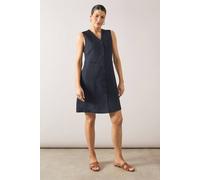 Wallis Viscose Mix Sleeveless Button Shift Dress In Navy navy 14