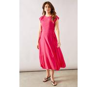 Wallis Viscose Tie Waist Midaxi Dress In Pink pink 16
