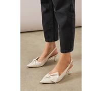 Wallis Women's Vitalia Bow Detail Slingback Pointed Medium Heel Court Shoes in Bone | Size: 3 Wallis Bone 3