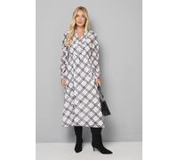 Wallis White Petite Check Burn Out Tie Front Midi Dress white 20