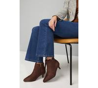 Wallis Women's Wide Fit Alma Faux Suede Kitten Heel Pointed Ankle Boots in Brown | Size: 4 Wallis Brown 4