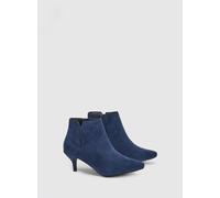 WALLIS Wide Fit Alma Faux Suede Kitten Heel Pointed Ankle Boots Navy 3