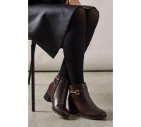 Wallis Wide Fit Antonia Snaffle Detail Mid Heel Ankle Boots In Brown brown 4