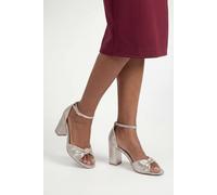 Wallis Wide Fit Carmen Knot Front High Block Heel Sandals, 4, Gold