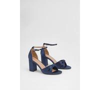 Wallis Wide Fit Carmen Knot Front High Block Heel Sandals In Navy navy