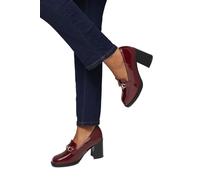 Wallis Women's Wide Fit Daffie Snaffle Trim High Block Heeled Loafers in Burgundy | Size: 5 Wallis Burgundy 5