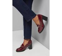 Wallis Women's Wide Fit Daffie Snaffle Trim High Block Heeled Loafers in Burgundy | Size: 5 Wallis Burgundy 5