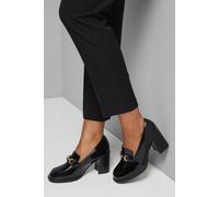 Wallis Wide Fit Daffie Snaffle Trim High Block Heeled Loafers In True Black true black 4