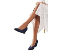 Wallis Women's Wide Fit Daisy Almond Toe Mid Wedge Court Shoes in Navy | Size: 3