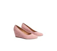 Wallis Wide Fit Daisy Almond Toe Mid Wedge Court Shoes, 7, Blush