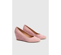 Wallis Wide Fit Daisy Almond Toe Mid Wedge Court Shoes, 3, Blush