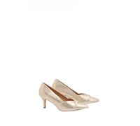 Wallis Women's Wide Fit Delina Metallic Textile Twist Front Kitten Heel Comfort Sock Court Shoes in Gold | Size: 5 Wallis Gold 5