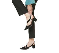 Wallis Wide Fit Eve Asymmetric Strap Block Heel Pointed Court Shoes, 5, Natural Black