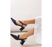 Wallis Wide Fit Eve Asymmetric Strap Block Heel Pointed Court Shoes In Navy navy 4