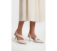Wallis Wide Fit Evelyn Asymmetric Slingback Kitten Heel Comfort Sock Court Shoes In Bone bone