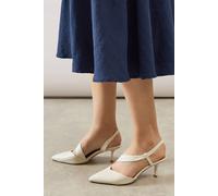 Wallis Wide Fit Evelyn Asymmetric Slingback Kitten Heel Court Shoes In Bone bone 3