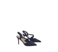 Wallis Wide Fit Everly Asymmetric Pointed Stiletto High Heel Court Shoes, 7, Navy