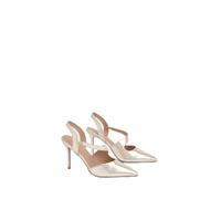 Wallis Wide Fit Everly Asymmetric Pointed Stiletto High Heel Court Shoes, 8, Gold