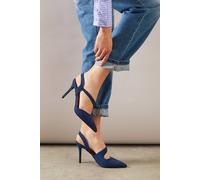 Wallis Wide Fit Everly Asymmetric Pointed Stiletto High Heel Court Shoes In Mid Navy mid navy