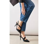 Wallis Wide Fit Everly Asymmetric Pointed Stiletto High Heel Court Shoes, 8, Natural Black