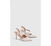 Wallis Wide Fit Everly Satin Asymmetric Pointed Stiletto High Heel Courts In Champagne champagne