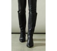 Wallis Wide Fit Halo Pointed High Block Heel Knee Boots In Black black 3