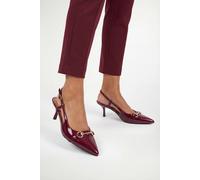 Wallis Wide Fit Laila Faux Leather Slingback Trim Detail High Heel Court Shoes In Burgundy burgundy