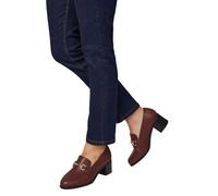 Wallis Wide Fit Lydia Faux Leather Snaffle Trim Apron Front Medium Heeled Loafers In Berry berry 3